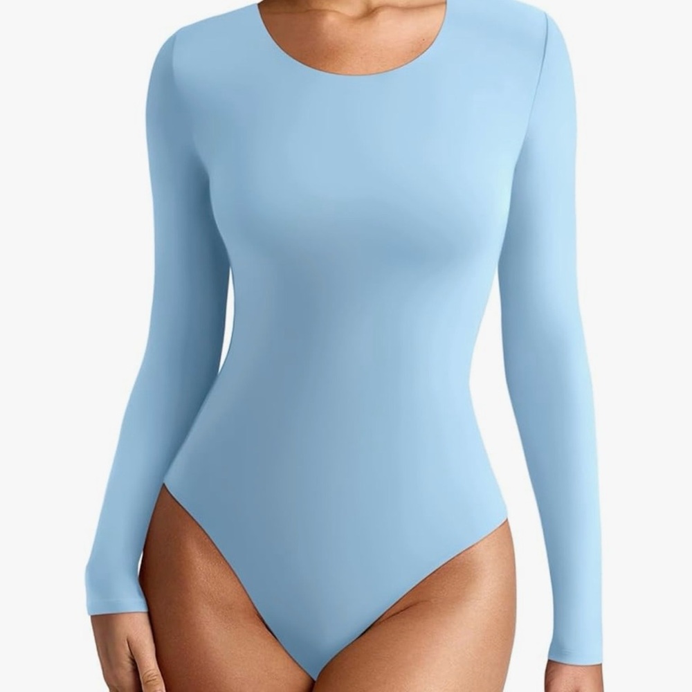 Womens Long Sleeve Bodysuit Great for Fall Round Neckline Double Lined